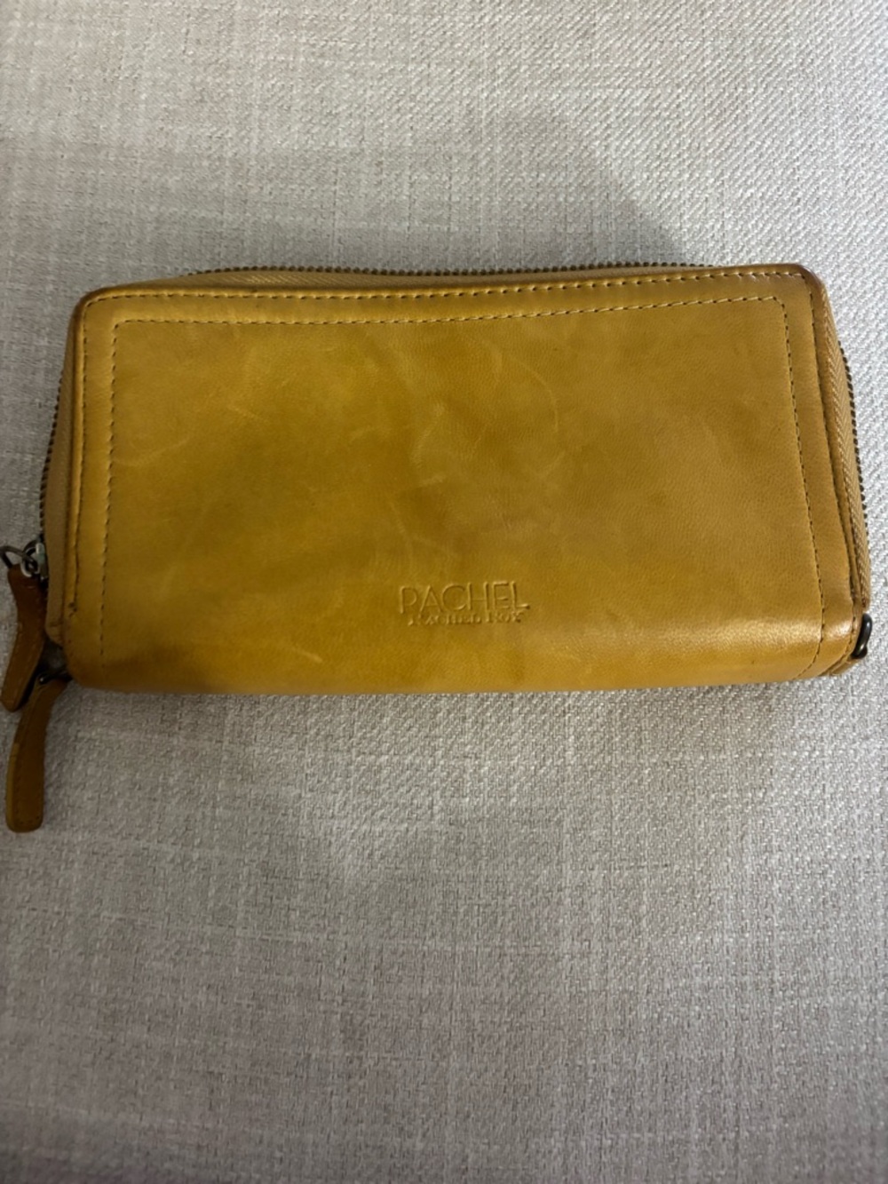 Rachel Mustard Leather Zip Pouch